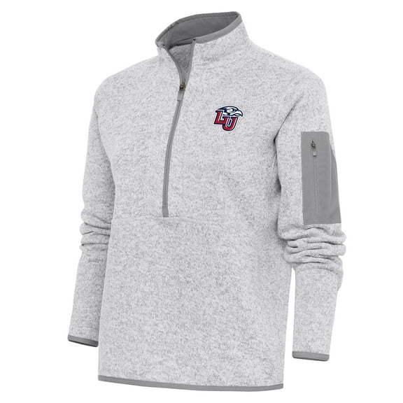 Women's Antigua  Heather Gray Liberty Flames Fortune Half-Zip Jacket
