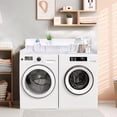 thumbnail image 3 of HomePerch 54" Washer Dryer Countertop with Storage Shelf, Double Layer Laundry Wood Shelf Topper with Edge, Over Washer & Dryer Organizer, White, 3 of 6