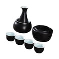 thumbnail image 4 of Juego de sake de cerámica con tetera, botella de sake de , artículos para beber, 4 tazas creativas, bebida tradicional de sake para fiesta de negro, 4 of 10