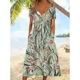 thumbnail image 2 of Women's Short Sleeve Boho Floral Print Maxi Dress Summer V Neck Casual Loose Dress with Pockets, 2 of 5