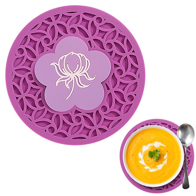 asddcavvf Kitchen Silicone Circular Heat Insulation Mat Household Casserole High Temperature Resistance Thick Placemat 2 In 1 Heat Insulation Mat round Dinner Table Set for 5