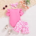 thumbnail image 4 of HWJAD Newborn Baby Girl Clothes Big Sunflower Short Sleeve Romper Floral Shorts Headband Infant Summer Outfits, 4 of 11