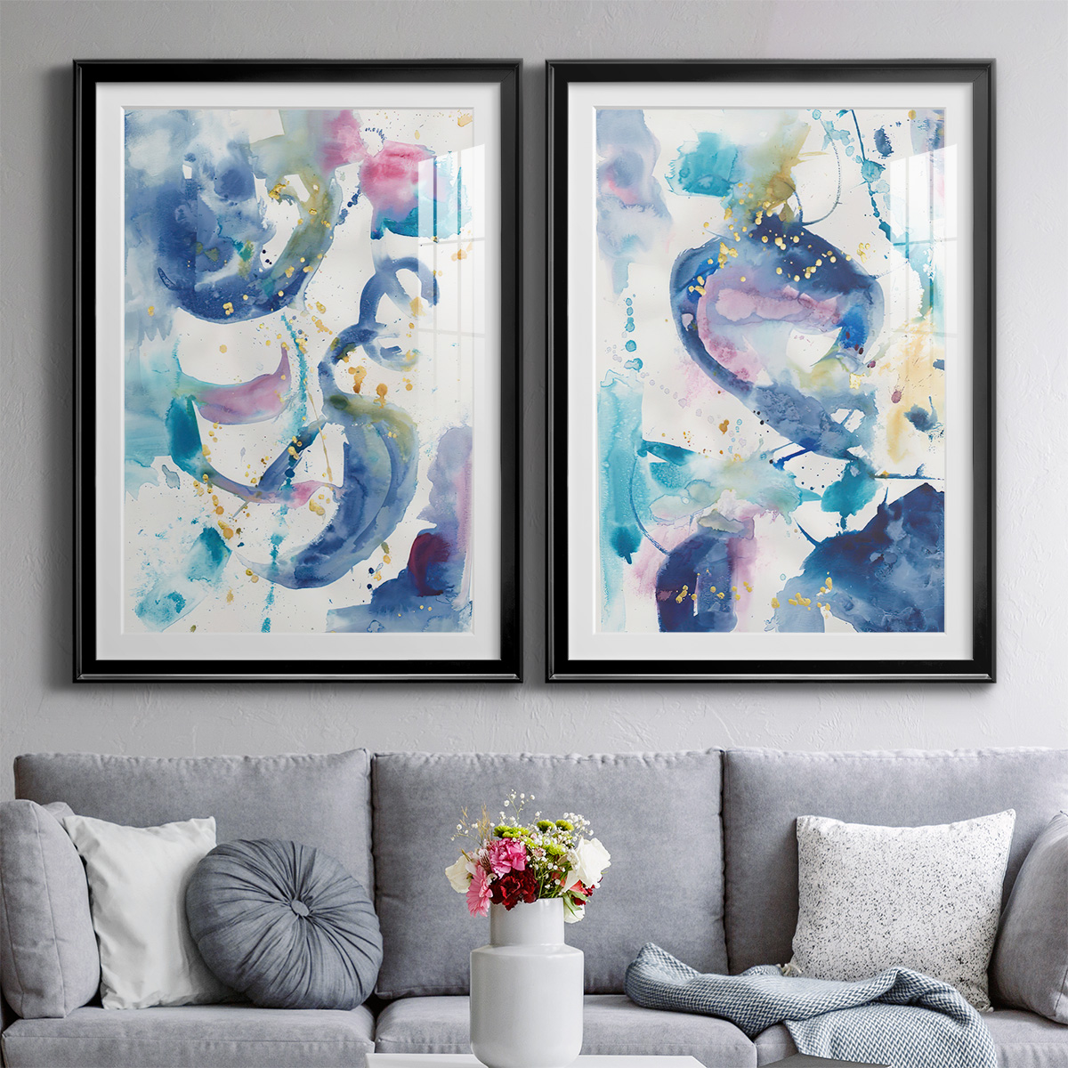 Wexford Home Fiesta I Premium Framed Print, 26.5" x 36.5" - Ready to Hang, Black (Set of 2)