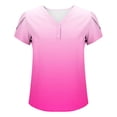 thumbnail image 5 of Ruimatai Women's V-Neck Short Sleeve Blouse Casual Button Down Ombre Print Top Comfortable Summer Fashion T-Shirt, 5 of 6