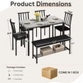 thumbnail image 6 of UHOMEPRO 6 Piece Dining Table Set for 4-6, Space Saving Kitchen Table Set with Bench and Storage Racks, PU Chairs, Metal Frame Dining Room Set for Apartment, Breakfast Nook - Gray and Black, 6 of 6