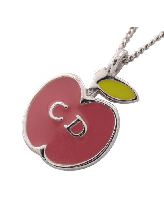 Pre-Owned Christian Dior Dior CD Logo Apple Necklace, Metal Jewelry, Women's, Silver/Pink Tones