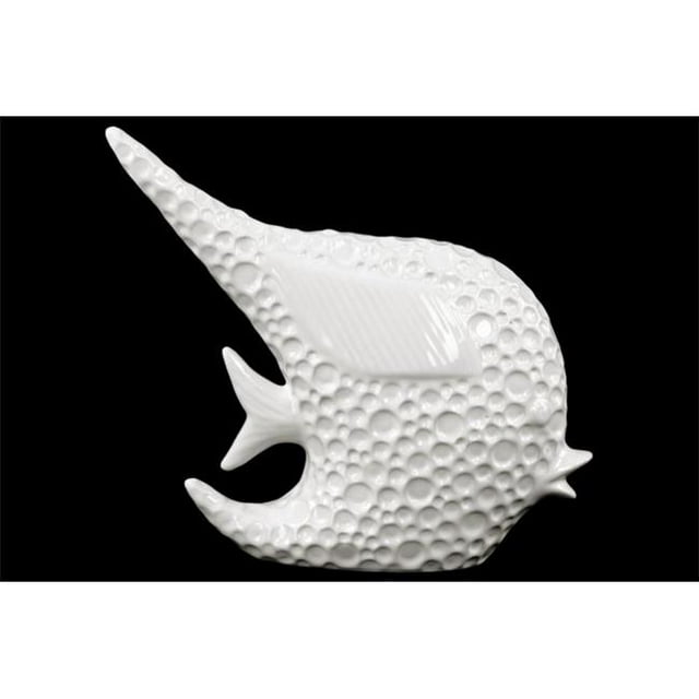Urban Trends Collection 14825 Porcelain Angel Fish Figurine Dimpled Gloss White