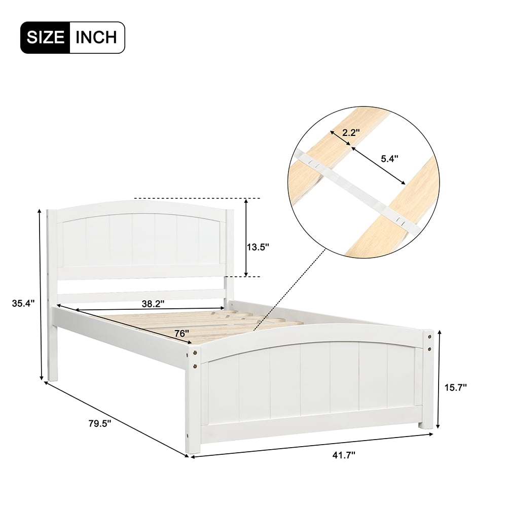 Private Jungle Platform Beds with Headboard, Footboard and Wood Slat Support-White Private Jungle Platform Beds with Headboard, Footboard and Wood Slat Support-White