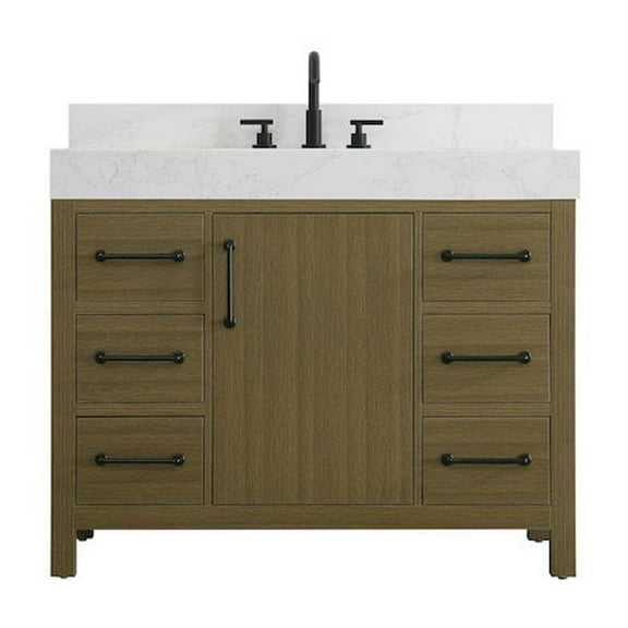 Elegant Kitchen and Bath 42 inch Single Bathroom Vanity In Chestnut Brown with backsplash