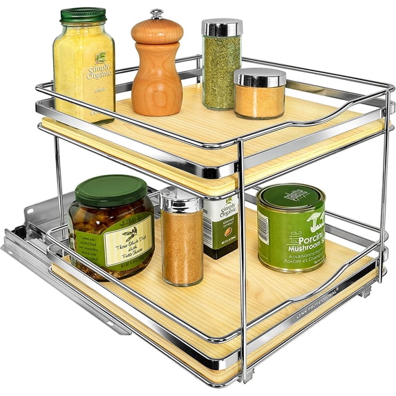 ZXNYH® Pull Out Spice Rack Organizer for Cabinet - Lifetime Limited Warranty - Slide Out Rack - 12-1/4 inch Wide Sliding Spice Organizer Shelf - Chrome