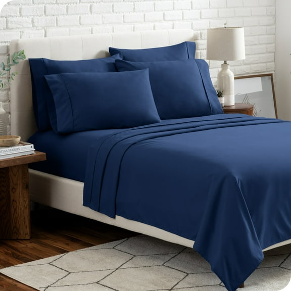 Bare Home Luxury Bed Sheet Set - Premium 1800 Collection - 6 Piece - Full, Dark Blue