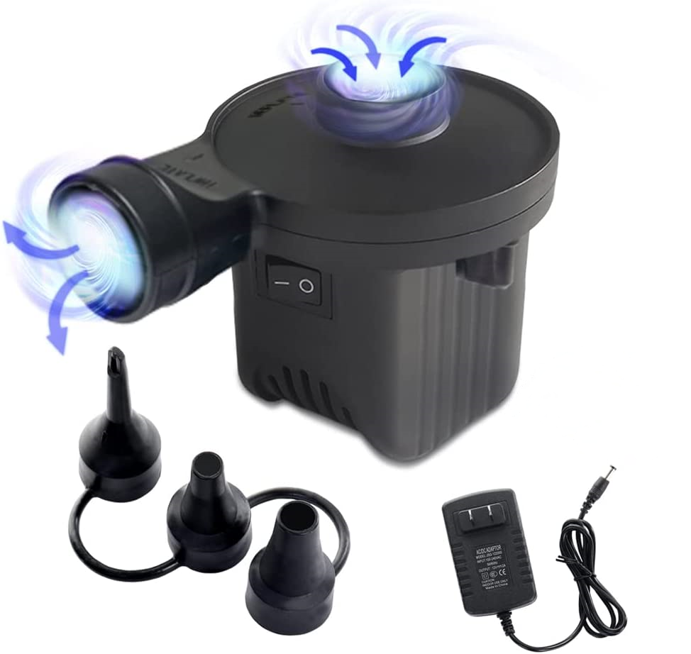 Electric Air Pump, Portable QuickFill Air Pump with 3 Nozzles, 110V, Perfect Inflator/Deflator