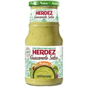 HERDEZ Guacamole Salsa Medium, Tortilla Chip Dip, Shelf Stable, 15.7 oz Glass Jar