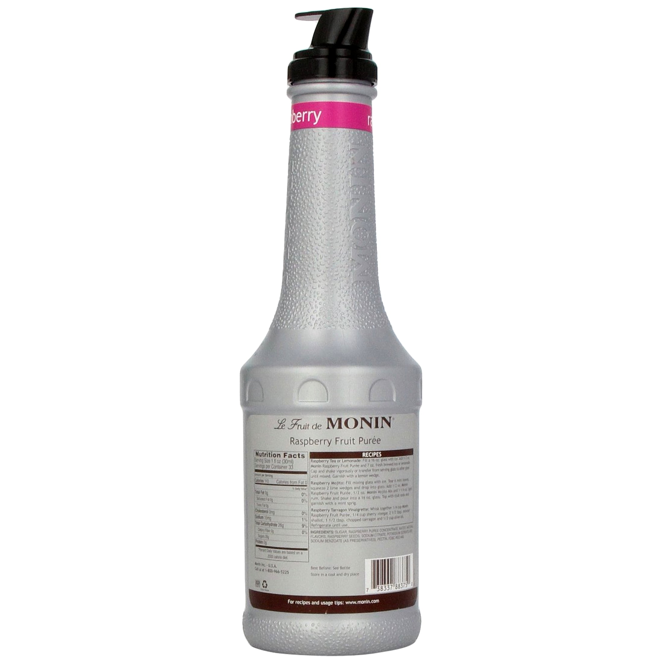 Monin Fruit Puree, Raspberry, 33.8 Ounce Bottles