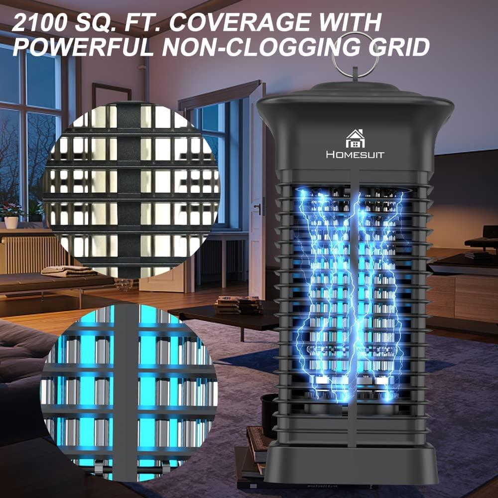 Bug Zapper 15W for Outdoor and Indoor, High Powered 4000V Electric Mosquito Zappers, Mosquito Killer, Electronic Mosquitoes Light Bulb Lamp for Home Backyard Patio