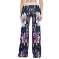 thumbnail image 5 of Women's Long Sleep Pants Home Pants Sleep Pants Wide-Leg Pants Design Elastic Fabric Casual Pants S Purple Flowers, 5 of 7