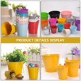 thumbnail image 3 of Iron Flower Bucket Garden Planting Bucket Yellow with Handle for Indoor Decoration 3Pcs, 3 of 5