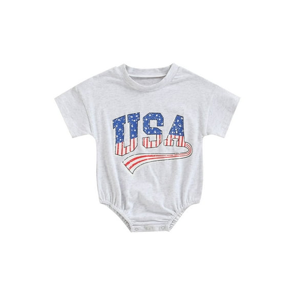 Wassery 4th of July Toddler Boys Romper ,Independence Day Clothes Suit, Letters Print Short Sleeve Round Neck Bodysuits Summer Infant Bodysuits 2-3T