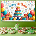 thumbnail image 5 of Happy Birthday Party Backdrop Banner Colorful Background Cake Cake Smash Celebration Decorations Gifts Balloons Festive Kids Event Photo Booth, 5 of 5
