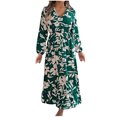 thumbnail image 2 of FcBaudy Robe à Manches Longues Col en V, Robes d'Été pour Femmes, Robes d'Hiver Décontractées Imprimées Taille Cintrée Robe à Manches Longues en Polyester pour Femmes, 2 of 8