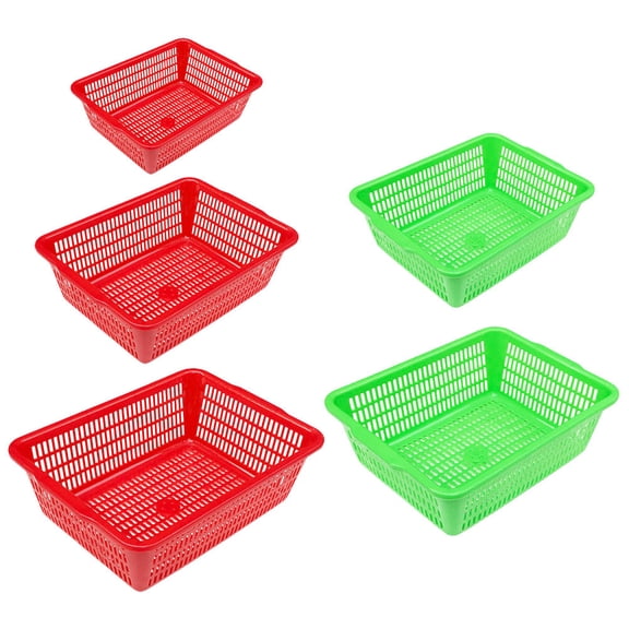 Raindrops  5 Pcs Pe Storage Basket Gamer Baskets Kitchen Toy Containers Rectangular Woven Office