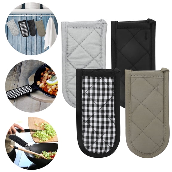 EEEkit 4pcs Cotton Hot Handle Covers, Cast Iron Skillet Handle Holders, Heat Resistant Pot Handle Sleeves for Frying Pans