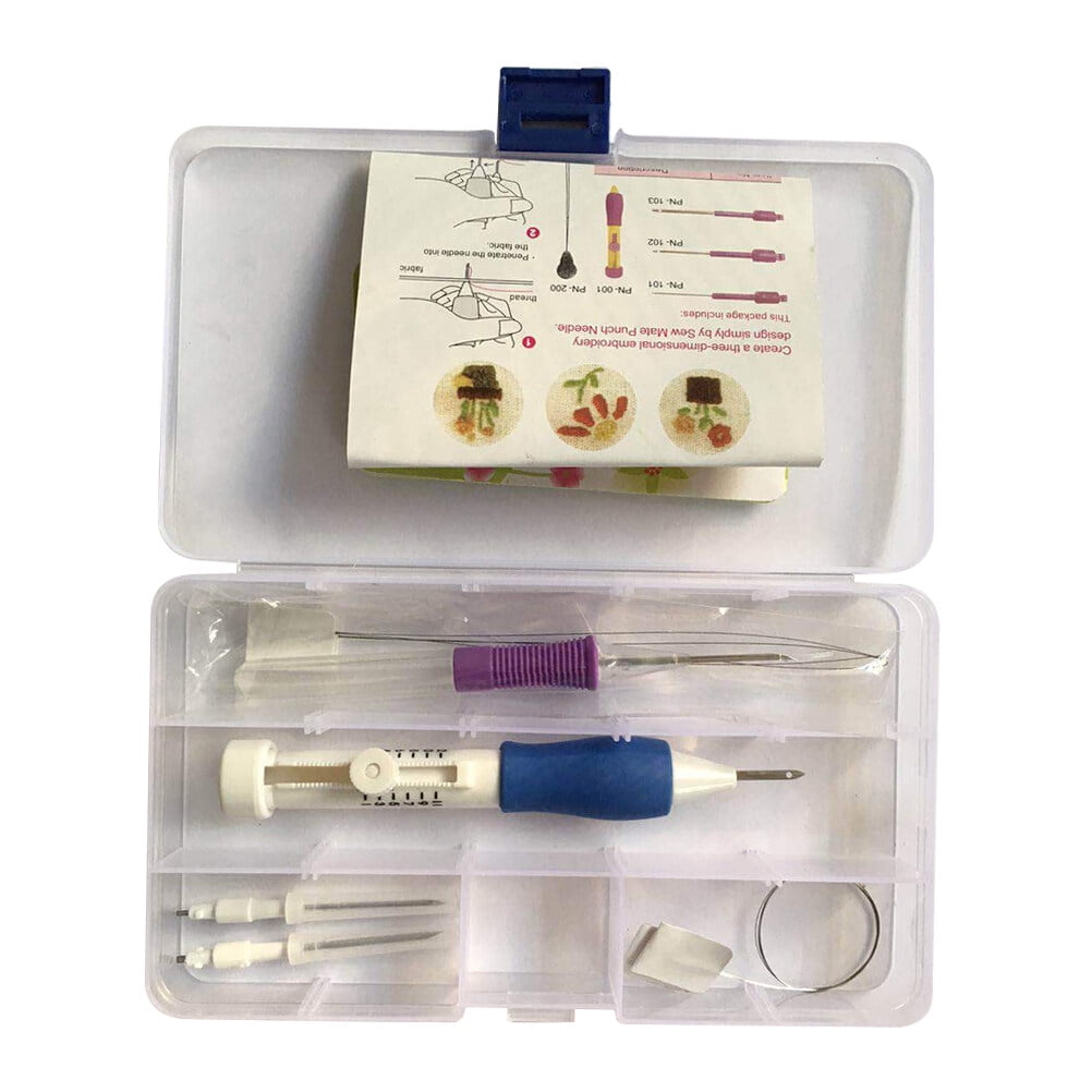 Raindrops 3-Piece Embroidery Punch Needle Kit with Stitching Tools, Embroidery Pens, Knitting & Sewing Accessories Set