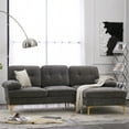thumbnail image 7 of L-Shaped Sectional Sofa, Modern Chenille Upholstered Accent Sofa with Padded Backrest and Metal Legs, 3-Seat Corner Sectional Sofa for Small Living Room Apartment and Office, Dark Gray, 7 of 7