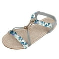 thumbnail image 3 of Mostsola Womens Sandals Open Toe Slingback Flats Summer Beach Shoes Braided Strap Beaded Sandals, 3 of 9