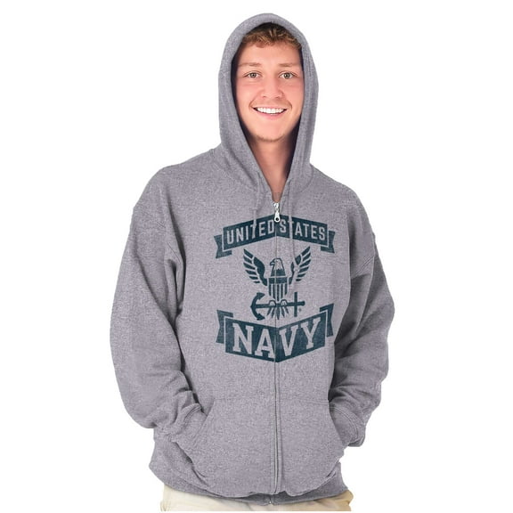 United States Navy Eagle Anchor Logo Unisex Plus Size Zip Hoodie Brisco Brands 2X