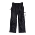 thumbnail image 5 of Women's Casual High Waist Wide Leg Pants with Bow Tie Detail for Everyday Wear Comfortable Loose Fit Retro Style Summer and Fall, 5 of 5
