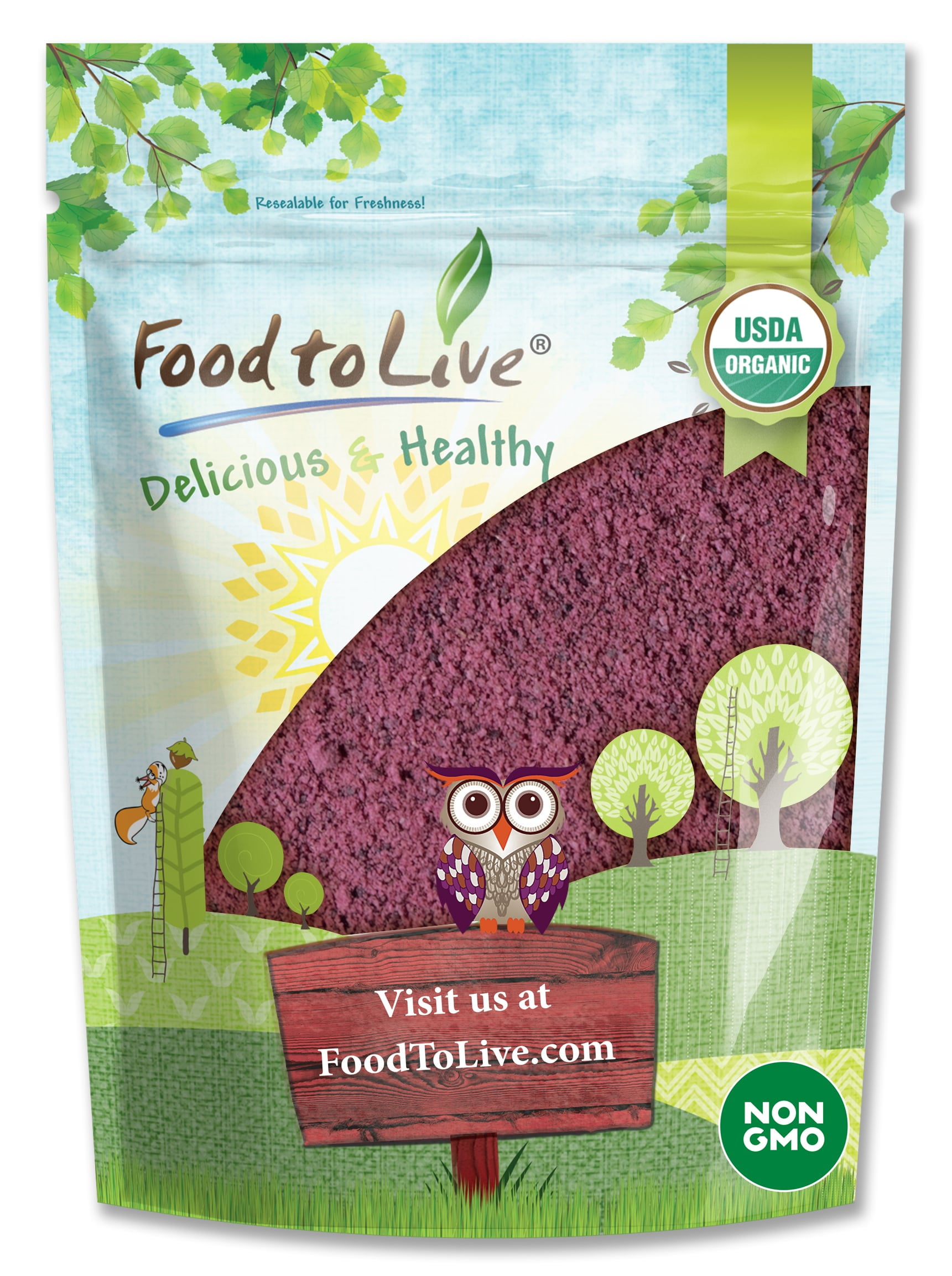 Organic Black Elderberry Powder, 1 Pound — Non-GMO, Kosher, Raw, Vegan — by Food to Live