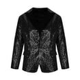 thumbnail image 4 of Men Solid Color Sequin Blazer Suit Set Wedding Party Slim Fit Dress Coat Dinner Party Suit Pants, 4 of 5
