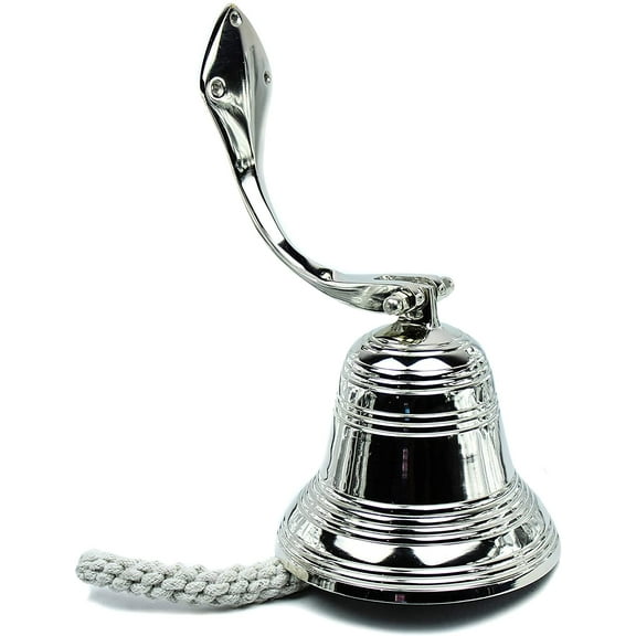 5" Premium Nautical Aluminum Bell with Nickel Plating | Pirate's Ship Bell | Wall Decor | Nagina International