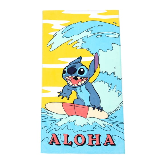 Stitch Aloha Kids Beach Towel, 27 x 54, Yellow, Disney