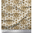 thumbnail image 1 of Soimoi Brown Japan Crepe Satin Fabric Sacred Geometric Decor Fabric Printed Yard 42 Inch Wide, 1 of 3
