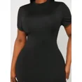 thumbnail image 6 of Plus Size Women's Solid Color Round Neck Short Sleeve Fitted Elegant Maxi Dress, 6 of 10