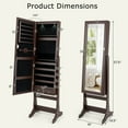 thumbnail image 3 of Costway Contemporary MDF Jewelry Cabinet with LED Lights in Brown, 3 of 10