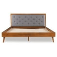thumbnail image 6 of Allora Mid-Century Wood/Polyester King Platform Bed in Medium Brown, 6 of 12