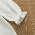 thumbnail image 5 of Canrulo Toddler Kids Baby Girls Solid Clothes Long Sleeve Dress Cotton Linen Dresses White 3-4 Years, 5 of 7