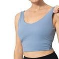 thumbnail image 6 of Women Summer Tops Fashion Women Sleeveless Casual Vest Ladies Chest pad movement Short Tank Tops Bras Small Crop Small Casual Top for Juniors Crop Top for Tween Cute Women's Blouse Camisole Blue S, 6 of 6