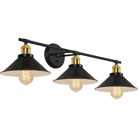 Oumilen Industrial Farmhouse Indoor 3-Light Wall Sconce with Matte Metal Shades