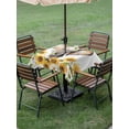 thumbnail image 5 of Square Outdoor Tablecloth with Umbrella Hole Modern Elephants Outside Table Cloth Waterproof Patio Table Cover Spring Summer Watercolor Sunflowers Daisy Zipper Tablecloths for Picnic 54x54 Inch, 5 of 8