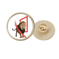 thumbnail image 1 of Feline Lion Box Ferocious Round Metal Golden Pin Brooch Clip, 1 of 3