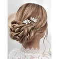 thumbnail image 4 of Pearl Wedding Bridal Hair Comb Silver Bride Hair Piece Flower Hair Clips Bridesmaids Hair Accessories for Women and Girls (Pack of 2), 4 of 4