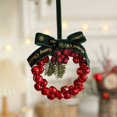 thumbnail image 2 of Christmas Chime Wreath With Connected Ribbon And Chimes Christmas Rattan Wreaths For Front Door Wall Door Holiday Seasonal Indoor Home Decoration String Beads for Doorway Easter Bowl Fillers Pig on A, 2 of 5