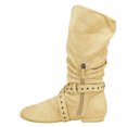 thumbnail image 2 of Jouncing Women's Beige Line Dance Boots, Soft Suede Sole Latin Salsa Shoes for West Coast Swing, Comfortable Practice Boots, 2 of 7