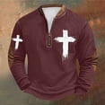 thumbnail image 1 of Styesk Chemises pour Hommes Grande Taille Impression Demi-Fermeture à Glissière Col Rond Imprimé Vintage Manches Longues, 1 of 3