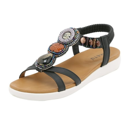 

Summer Sandals For Women Flat Slip On Sandals Crystal Roman Shoes Open Toe Casual Sandals
