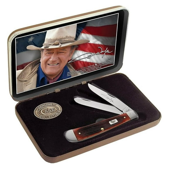 Dark Red John Wyne Trapper Pocket Knife Gift Set